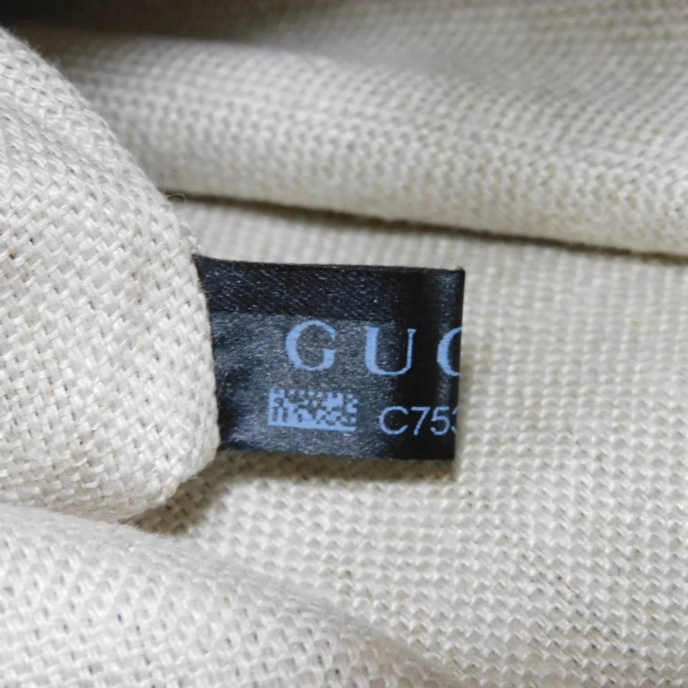 GUCCI Tote Bag 247209 linen natural Calfskin Terracotta Shoulder Bag logo Craft Medium Tote Women Used