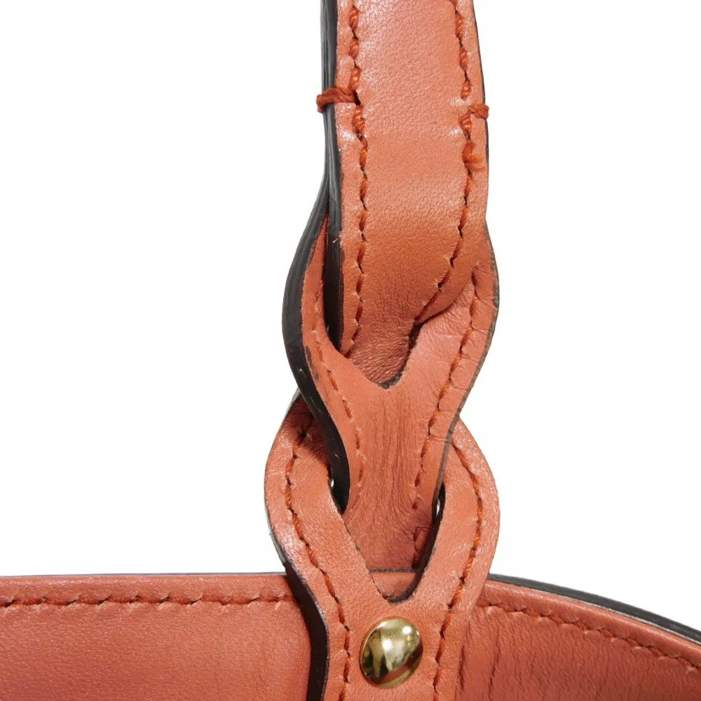 GUCCI Tote Bag 247209 linen natural Calfskin Terracotta Shoulder Bag logo Craft Medium Tote Women Used
