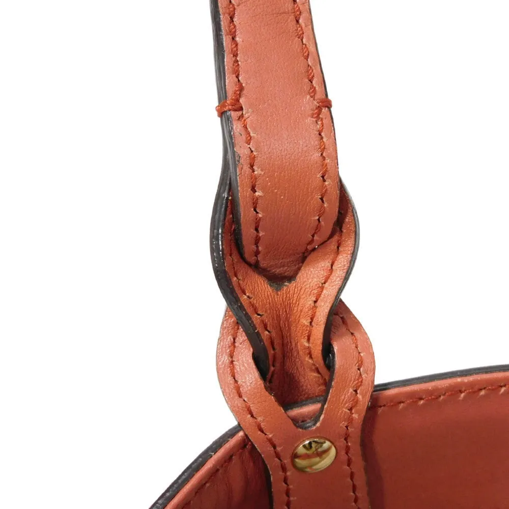 GUCCI Tote Bag 247209 linen natural Calfskin Terracotta Shoulder Bag logo Craft Medium Tote Women Used