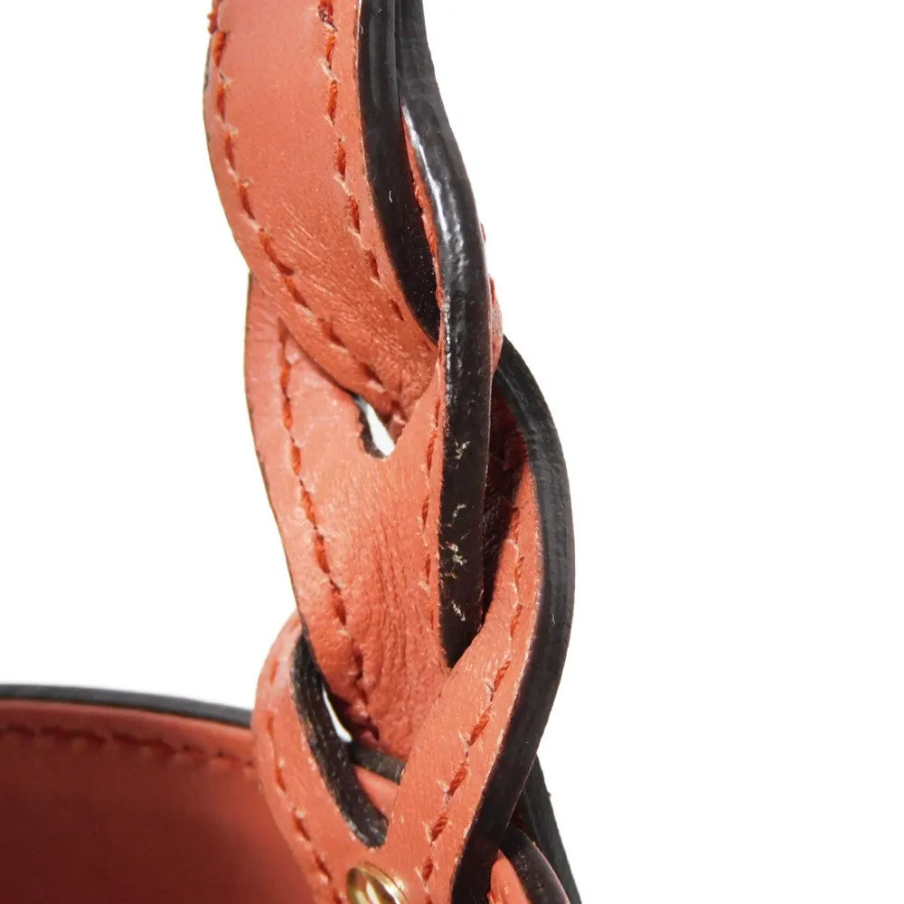 GUCCI Tote Bag 247209 linen natural Calfskin Terracotta Shoulder Bag logo Craft Medium Tote Women Used