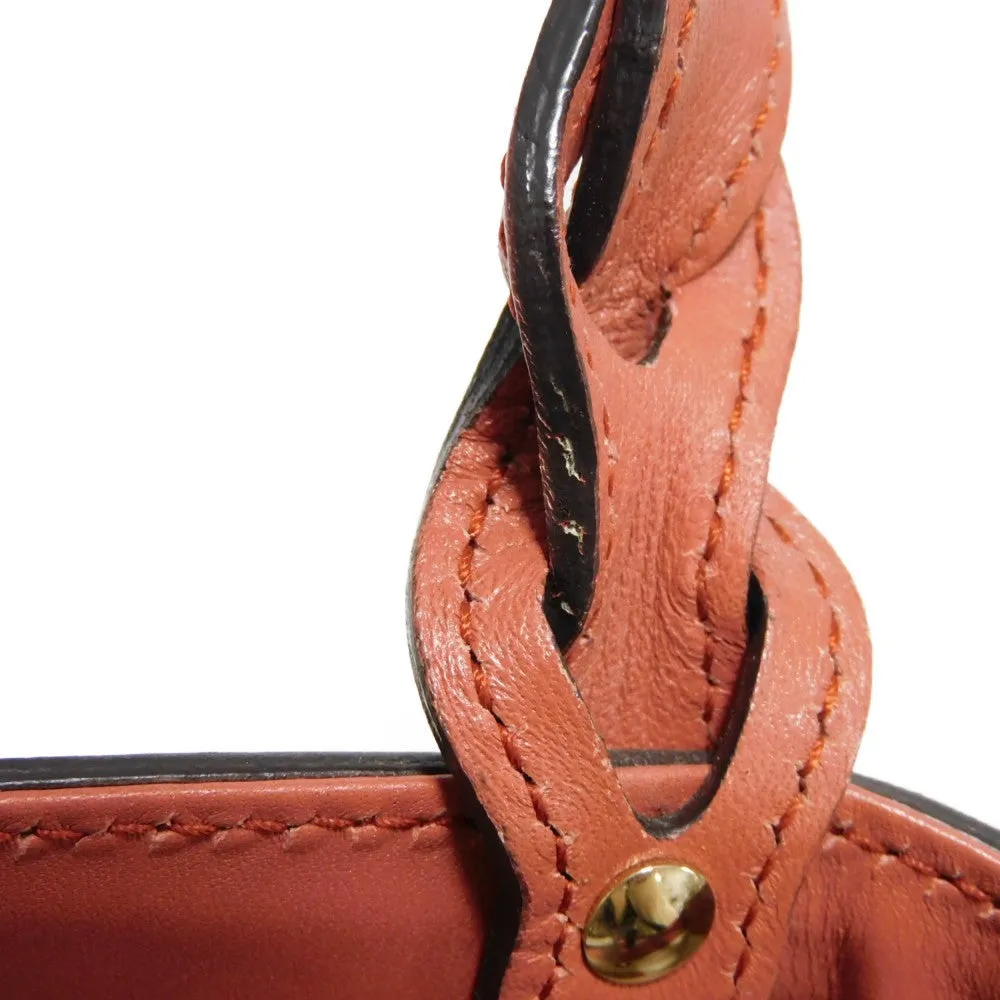 GUCCI Tote Bag 247209 linen natural Calfskin Terracotta Shoulder Bag logo Craft Medium Tote Women Used