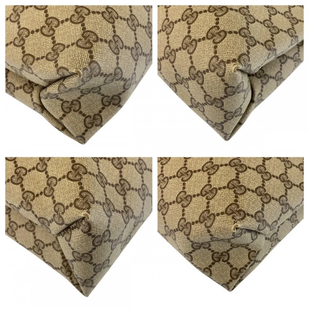 GUCCI Tote Bag 39 02 091 GG Supreme canvas, leather Beige Brown Gold Metal Tote Bag Shoulder Bag Sherry Line Old Gucci Women Used