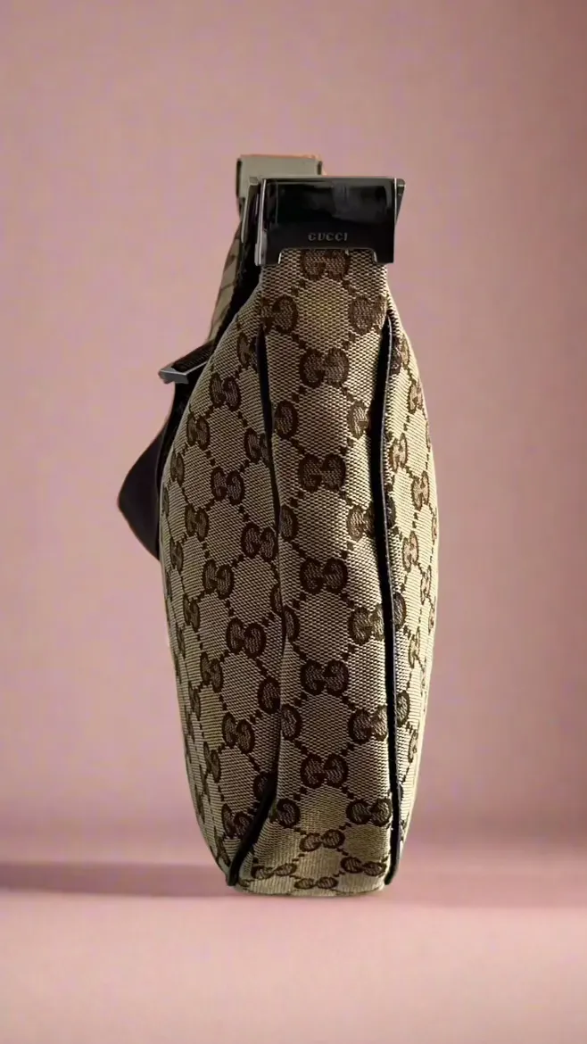Gucci Vintage GG Half Moon Canvas shoulder bag