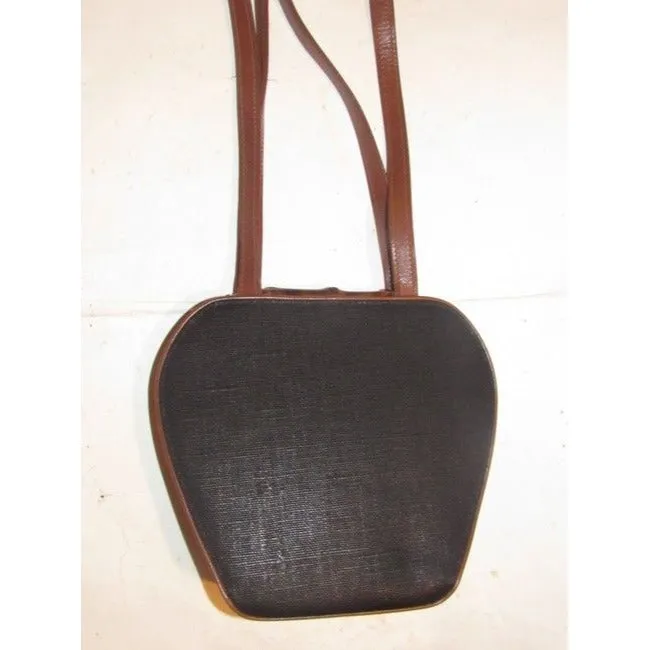 Gucci W Vtg Linenleather Top Handle Purse Accent Black Linenbrown Lthrbamboo Leather And Shoulder Ba