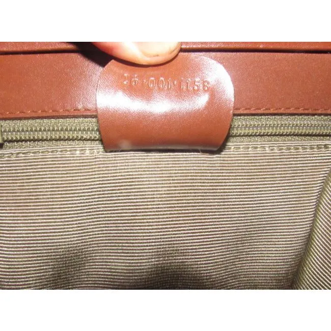 Gucci W Vtg Linenleather Top Handle Purse Accent Black Linenbrown Lthrbamboo Leather And Shoulder Ba