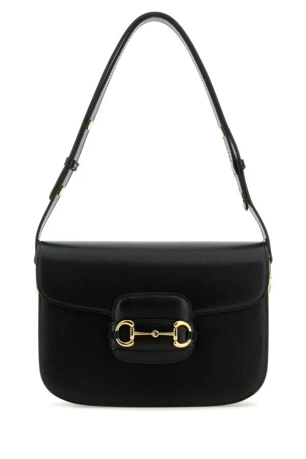 Gucci Woman Black Leather 1955 Horsebit Shoulder Bag