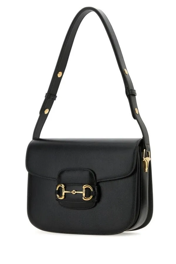 Gucci Woman Black Leather 1955 Horsebit Shoulder Bag