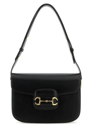 Gucci Woman Black Leather 1955 Horsebit Shoulder Bag