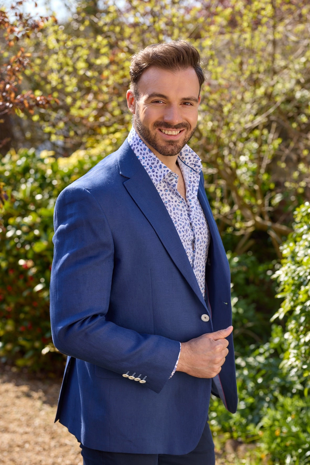Gun Hill Mens Silverstone Linen Jacket - Navy