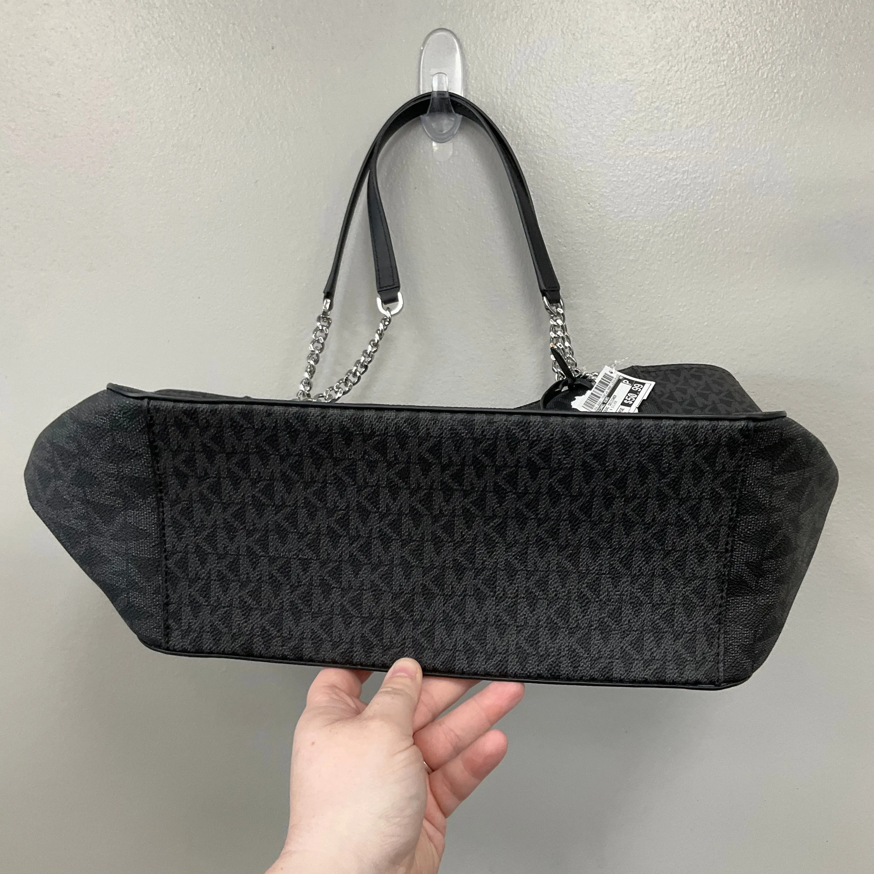 Handbag Designer By Michael Kors In Black & Silver, Size:Large