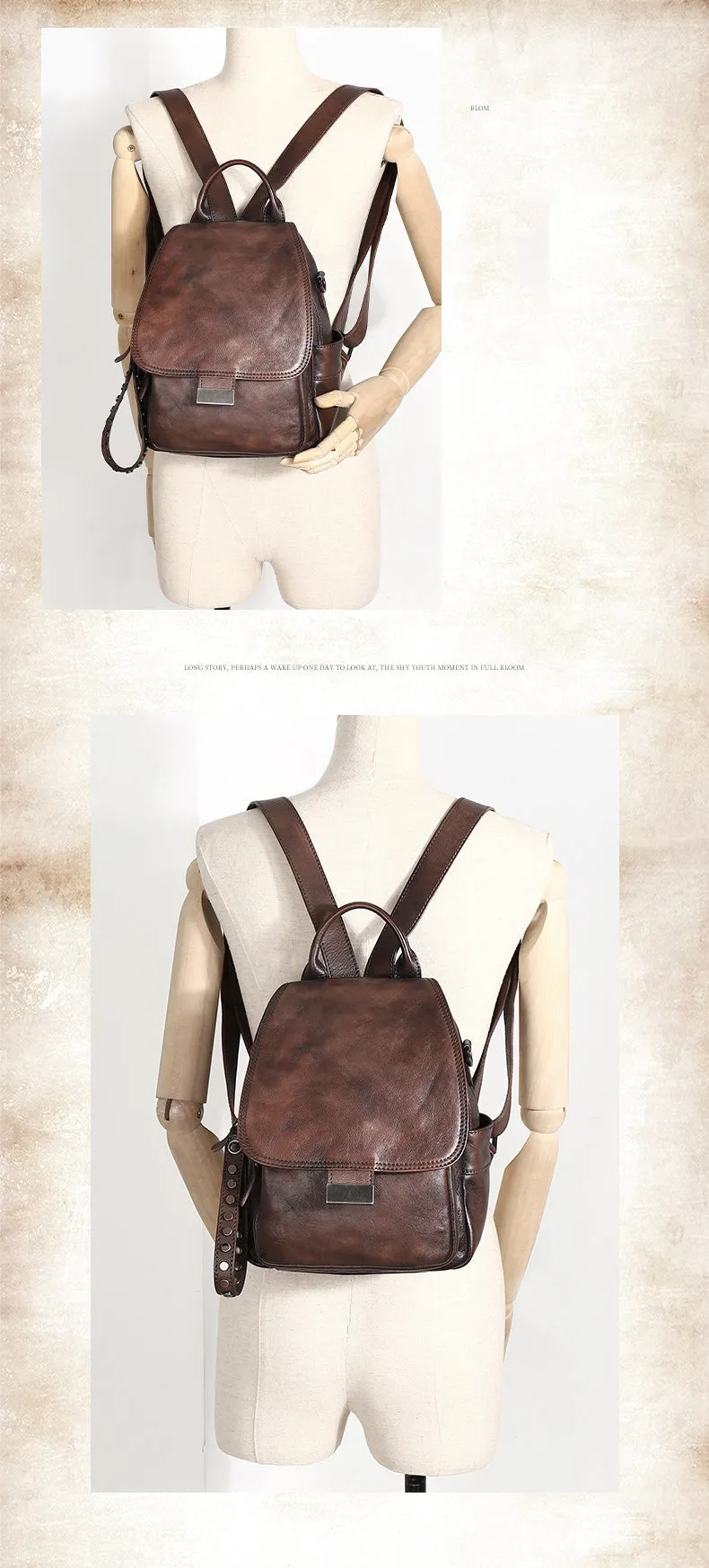Handmade Convertible Leather Backpacks Womens Best Leather Shoulder Purse School Rucksack