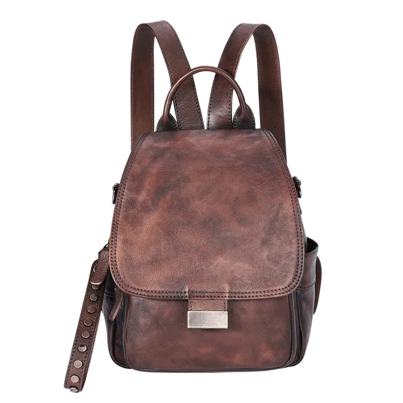 Handmade Convertible Leather Backpacks Womens Best Leather Shoulder Purse School Rucksack