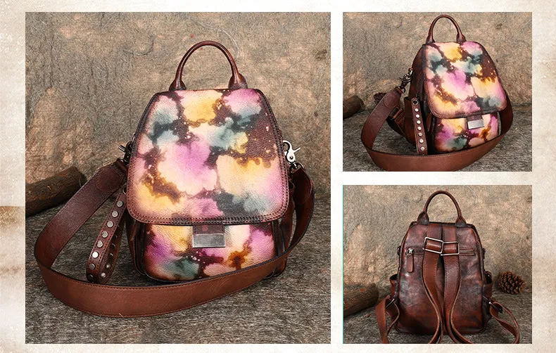 Handmade Convertible Leather Backpacks Womens Best Leather Shoulder Purse School Rucksack