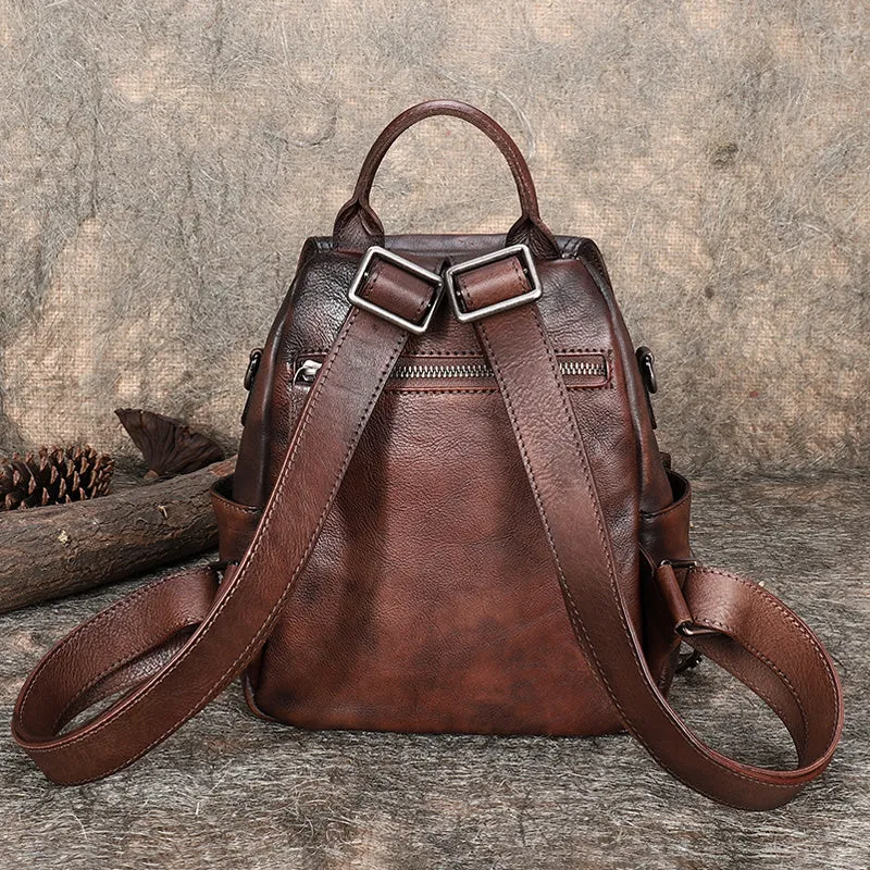 Handmade Convertible Leather Backpacks Womens Best Leather Shoulder Purse School Rucksack