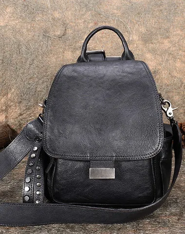 Handmade Convertible Leather Backpacks Womens Best Leather Shoulder Purse School Rucksack