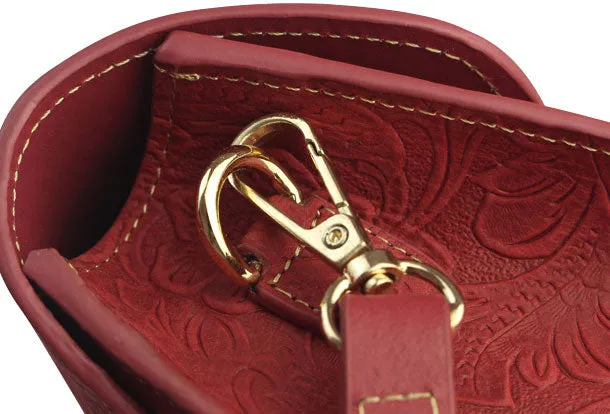 Handmade crossbody bag leather shoulder bag purse floral leather for women