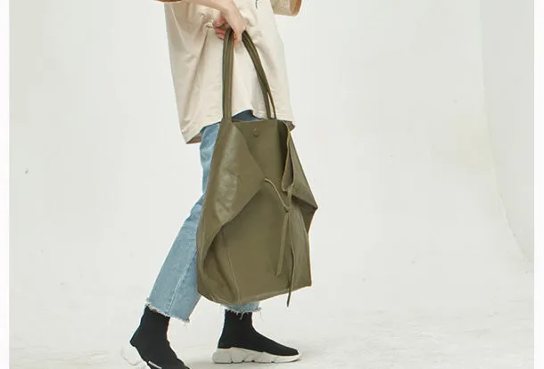 Handmade Genuine Leather Handbag Large Tote Bag Shopper Bag Shoulder Bag Purse For Women