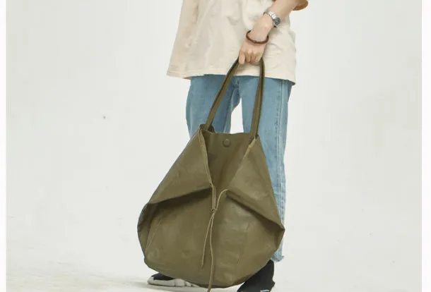 Handmade Genuine Leather Handbag Large Tote Bag Shopper Bag Shoulder Bag Purse For Women