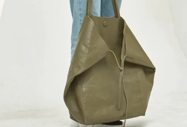 Handmade Genuine Leather Handbag Large Tote Bag Shopper Bag Shoulder Bag Purse For Women