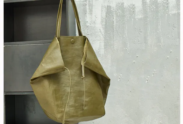 Handmade Genuine Leather Handbag Large Tote Bag Shopper Bag Shoulder Bag Purse For Women
