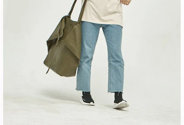 Handmade Genuine Leather Handbag Large Tote Bag Shopper Bag Shoulder Bag Purse For Women