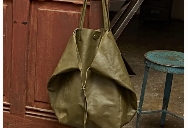 Handmade Genuine Leather Handbag Large Tote Bag Shopper Bag Shoulder Bag Purse For Women