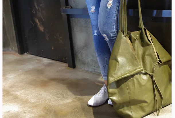 Handmade Genuine Leather Handbag Large Tote Bag Shopper Bag Shoulder Bag Purse For Women