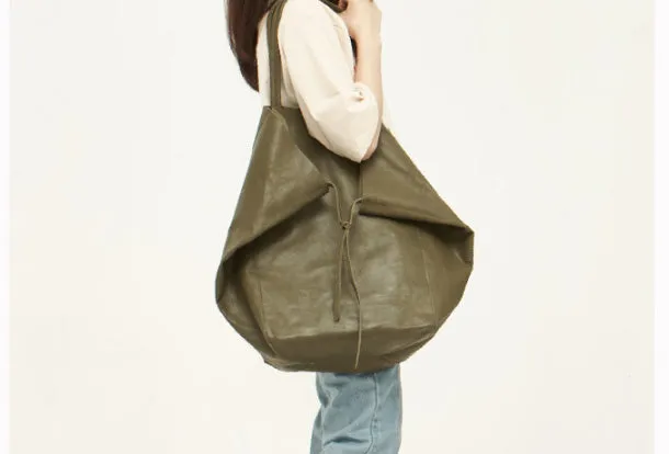 Handmade Genuine Leather Handbag Large Tote Bag Shopper Bag Shoulder Bag Purse For Women