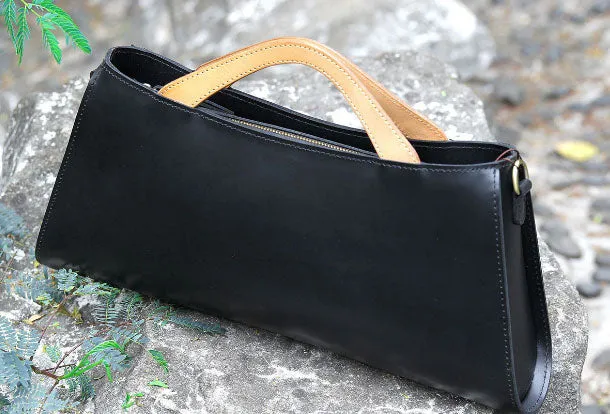 Handmade handbag black purse leather crossbody bag shoulder bag women