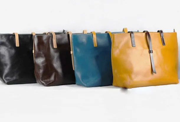 Handmade Leather bag tote shoulder bag black for women leather tote bag