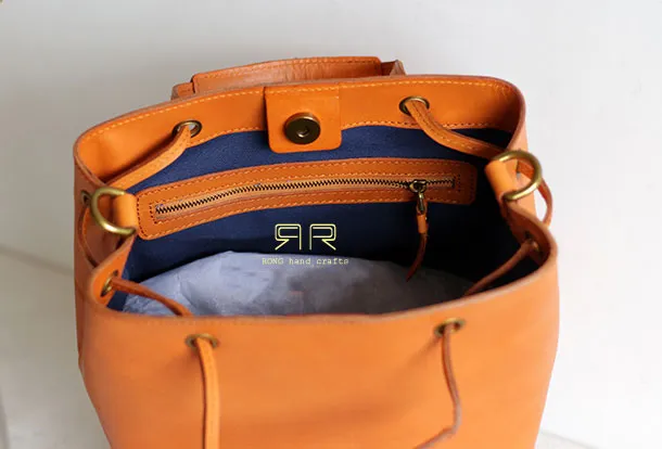 Handmade Leather handbag purse bucket bag for women shopper bag leather shoulder bag
