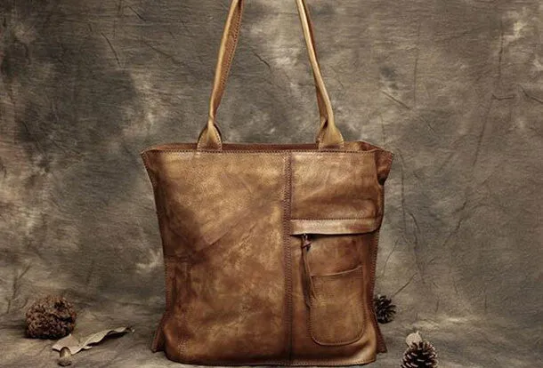Handmade Leather handbag tote purse shoulder bag for women leather shopper bag