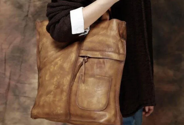 Handmade Leather handbag tote purse shoulder bag for women leather shopper bag