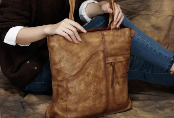 Handmade Leather handbag tote purse shoulder bag for women leather shopper bag