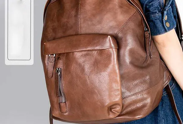 Handmade Leather Large Travel Bag Backpack Bag Shoulder Bag Laptop Women Leather Purse