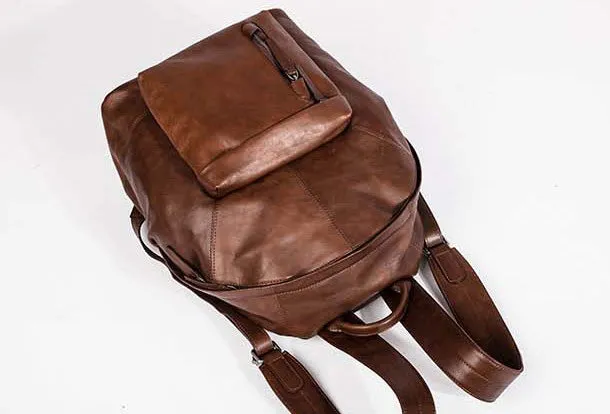 Handmade Leather Large Travel Bag Backpack Bag Shoulder Bag Laptop Women Leather Purse