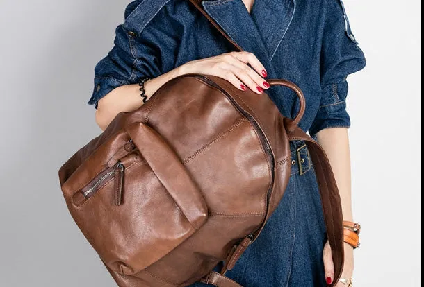 Handmade Leather Large Travel Bag Backpack Bag Shoulder Bag Laptop Women Leather Purse
