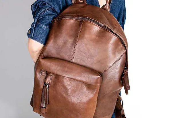 Handmade Leather Large Travel Bag Backpack Bag Shoulder Bag Laptop Women Leather Purse