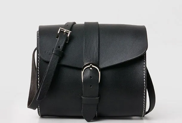 Handmade Leather purse crossbody bag black for women leather shoulder bag