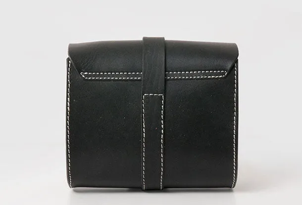 Handmade Leather purse crossbody bag black for women leather shoulder bag