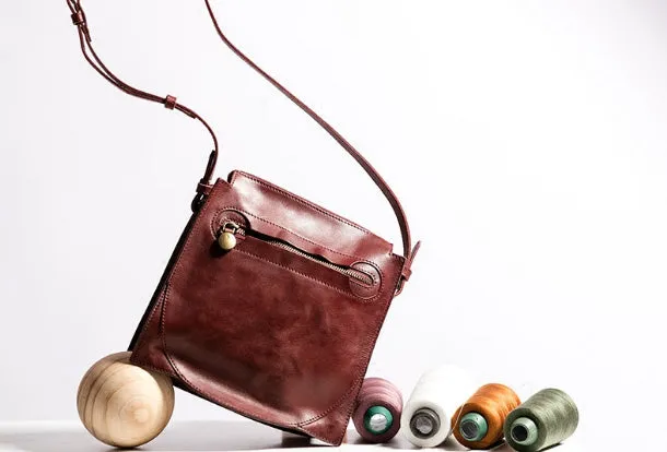 Handmade Leather Purse Messenger Bag Crossbody Bag Shoulder Bag Purse For Women