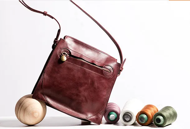 Handmade Leather Purse Messenger Bag Crossbody Bag Shoulder Bag Purse For Women