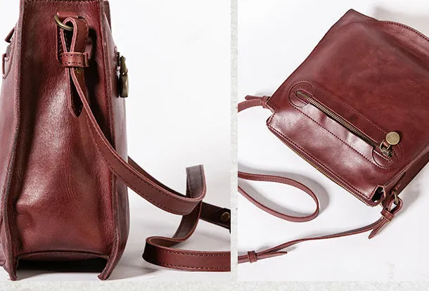 Handmade Leather Purse Messenger Bag Crossbody Bag Shoulder Bag Purse For Women