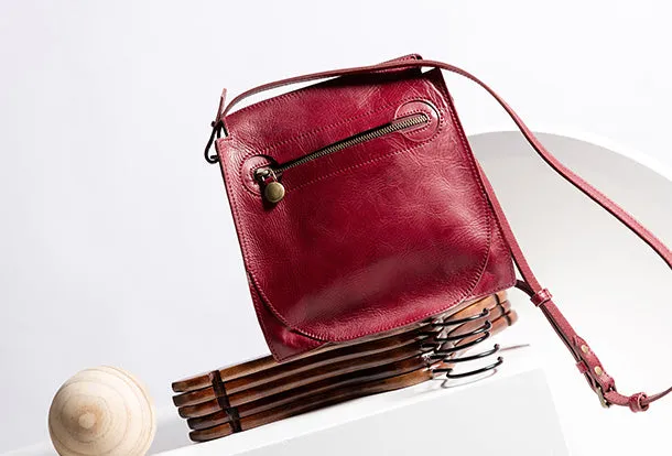 Handmade Leather Purse Messenger Bag Crossbody Bag Shoulder Bag Purse For Women