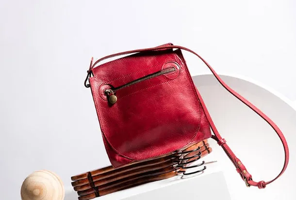 Handmade Leather Purse Messenger Bag Crossbody Bag Shoulder Bag Purse For Women