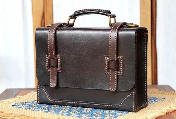 Handmade messenger bag coffee satchel purse leather crossbody bag shoulder bag women