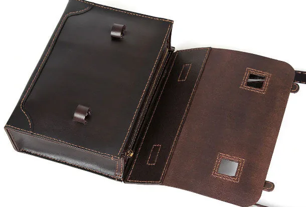 Handmade messenger bag coffee satchel purse leather crossbody bag shoulder bag women