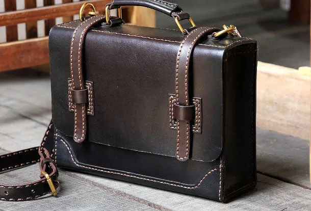 Handmade messenger bag coffee satchel purse leather crossbody bag shoulder bag women