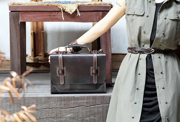 Handmade messenger bag coffee satchel purse leather crossbody bag shoulder bag women