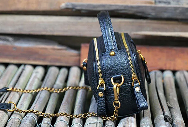 Handmade small phone purse leather black crossbody bag shoulder bag women